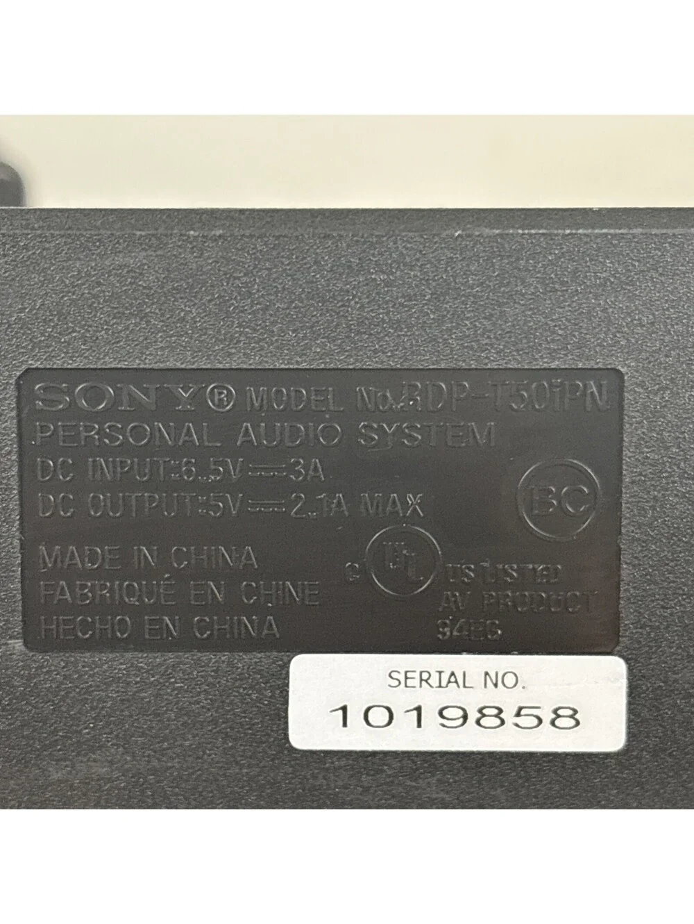 Sony Personal Audio System Docking Speaker Black RDP-T50iPN